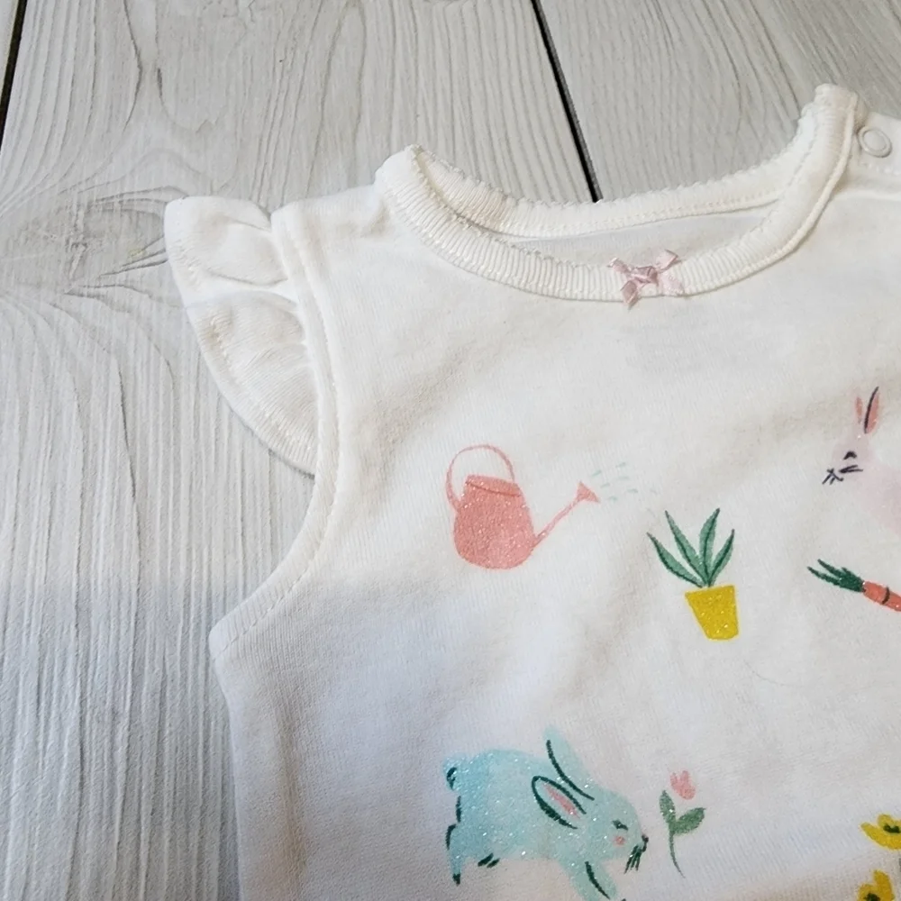 Carter's White ruffle sleeve onesie and pink pants Size 3mo NWT
